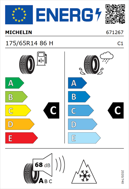 Tyre Label for Michelin CrossClimate + 175/65R14 86H